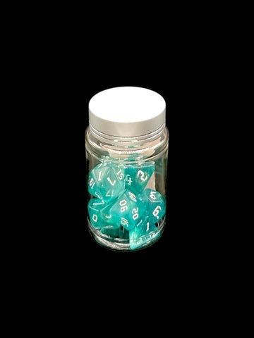 Gothic Sparkle Aqua - Plastic Standard 7 Dice Set - D&D Dice - Gootzy Gaming