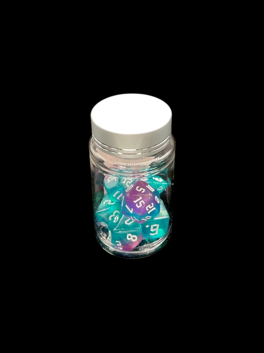 Gothic Sparkle Blue - Plastic Standard 7 Dice Set - D&D Dice - Gootzy Gaming