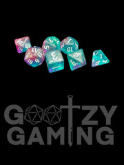 Gothic Sparkle Blue - Plastic Standard 7 Dice Set - D&D Dice - Gootzy Gaming