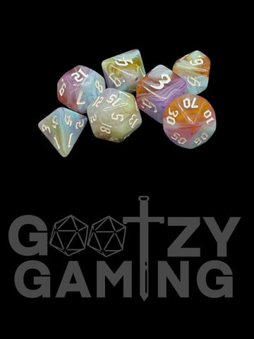Gothic Swirl Duality - Plastic Standard 7 Dice Set - D&D Dice - Gootzy Gaming