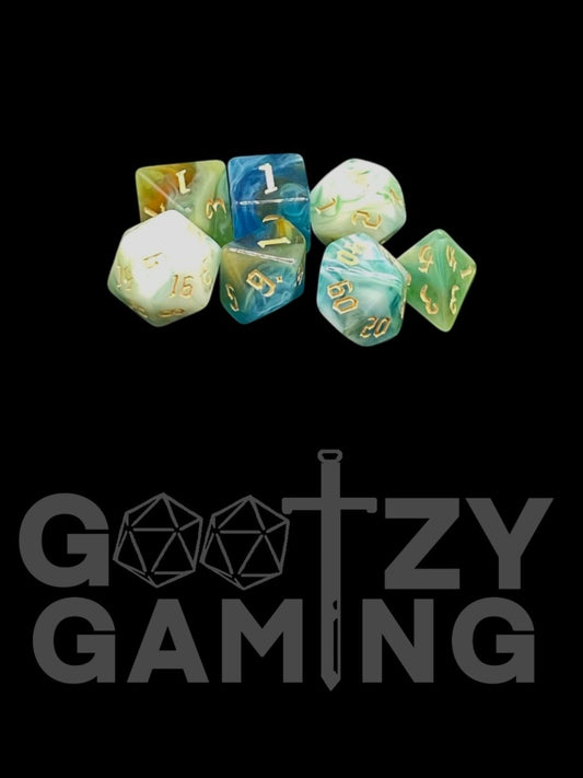 Gothic Swirl Mix - Plastic Standard 7 Dice Set - D&D Dice - Gootzy Gaming