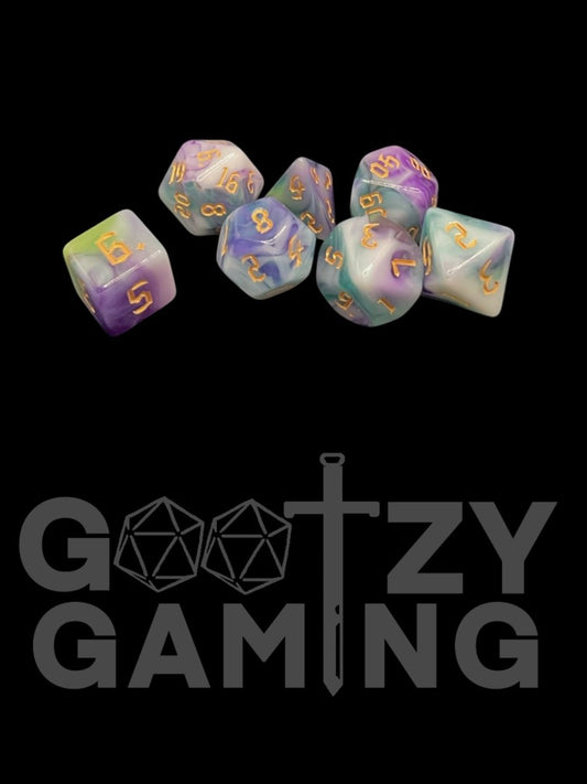 Gothic Swirl Nature - Plastic Standard 7 Dice Set - D&D Dice - Gootzy Gaming