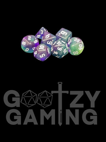 Gothic Swirl Poison - Plastic Standard 7 Dice Set - D&D Dice - Gootzy Gaming