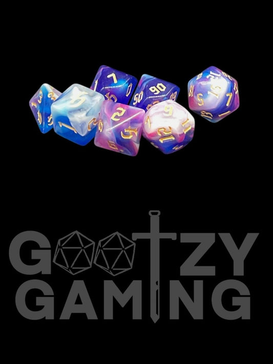 Gothic Swirl Sky - Plastic Standard 7 Dice Set - D&D Dice - Gootzy Gaming