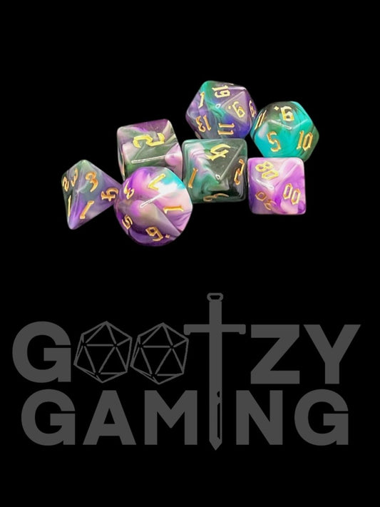 Gothic Swirl Stormcloud - Plastic Standard 7 Dice Set - D&D Dice - Gootzy Gaming