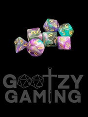 Gothic Swirl Stormcloud - Plastic Standard 7 Dice Set - D&D Dice - Gootzy Gaming