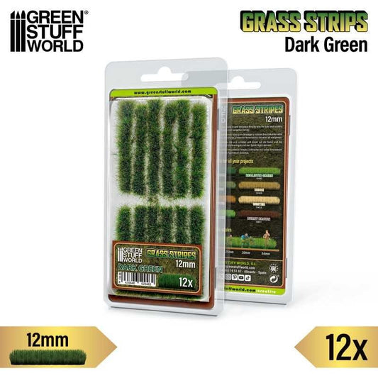 Grass Stripes - Dark Green 12mm - Green Stuff World - 12x Self Adhesives - Gootzy Gaming