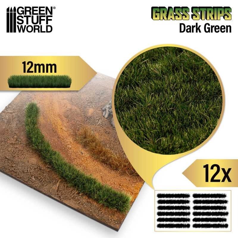 Grass Stripes - Dark Green 12mm - Green Stuff World - 12x Self Adhesives - Gootzy Gaming