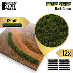 Grass Stripes - Dark Green 12mm - Green Stuff World - 12x Self Adhesives - Gootzy Gaming