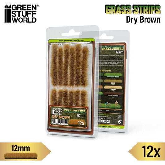 Grass Stripes - Dry Brown 12mm - Green Stuff World - 12x Self Adhesives - Gootzy Gaming
