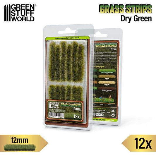 Grass Stripes - Dry Green 12mm - Green Stuff World - 12x Self Adhesives - Gootzy Gaming