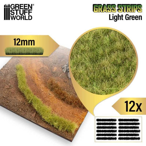 Grass Stripes - Light Green 12mm - Green Stuff World - 12x Self Adhesives - Gootzy Gaming
