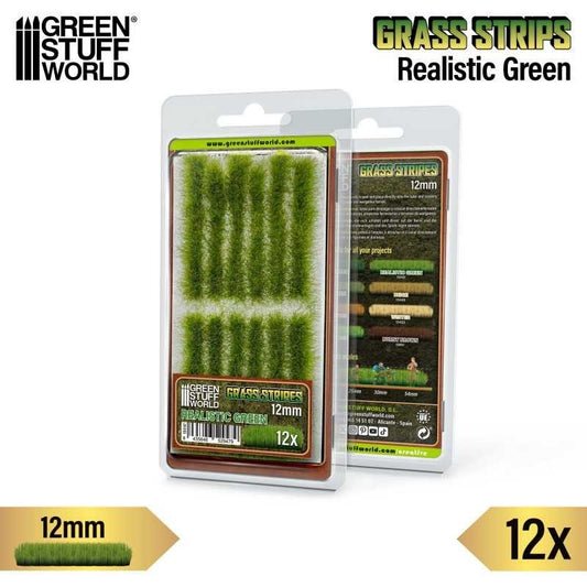 Grass Stripes - Realistic Green 12mm - Green Stuff World - 12x Self Adhesives - Gootzy Gaming