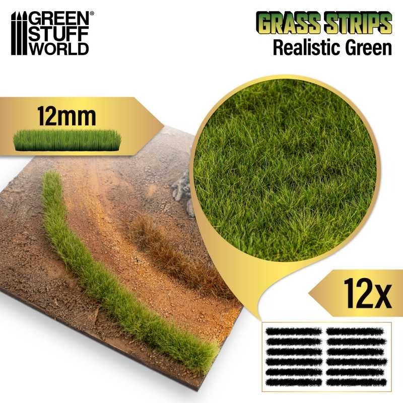 Grass Stripes - Realistic Green 12mm - Green Stuff World - 12x Self Adhesives - Gootzy Gaming