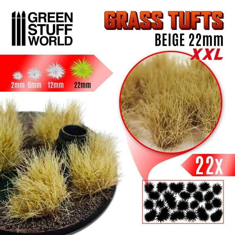 Grass Tufts - Beige XXL 22mm - Green Stuff World - 22x Self Adhesives - Gootzy Gaming
