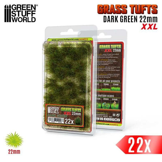 Grass Tufts - Dark Green XXL 22mm - Green Stuff World - 22x Self Adhesives - Gootzy Gaming