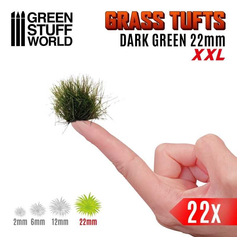 Grass Tufts - Dark Green XXL 22mm - Green Stuff World - 22x Self Adhesives - Gootzy Gaming