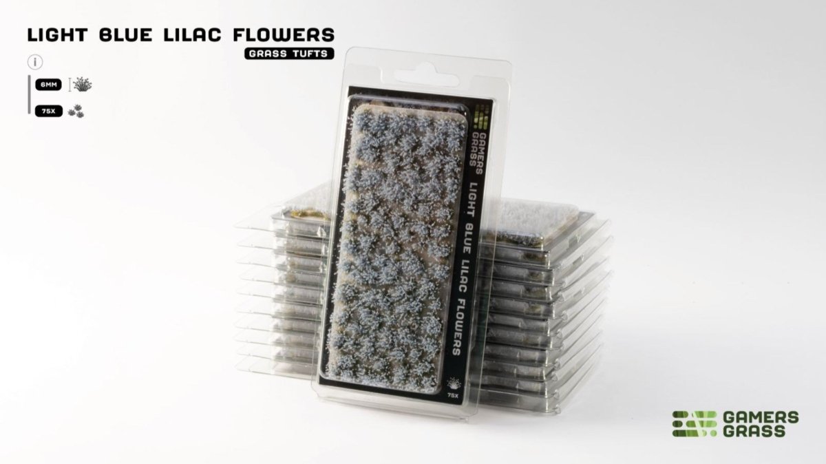 Grass Tufts - Light Blue Lilac Flowers - Gamers Grass - 75x Self Adhesives - Gootzy Gaming