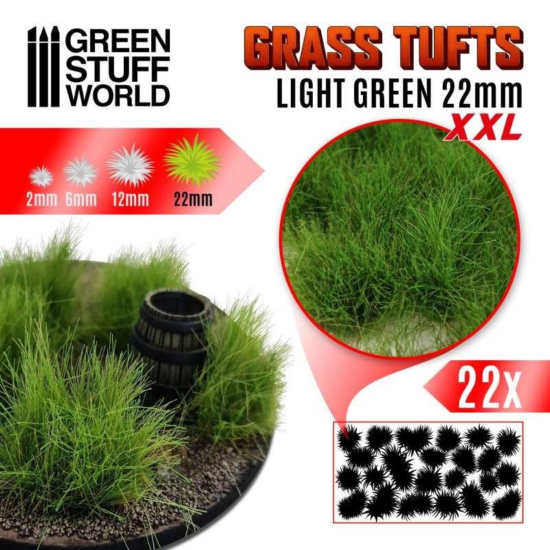 Grass Tufts - Light Green XXL 22mm - Green Stuff World - 22x Self Adhesives - Gootzy Gaming