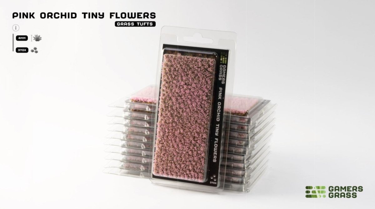 Grass Tufts - Pink Orchid Tiny Flowers - Gamers Grass - 370x Self Adhesives - Gootzy Gaming