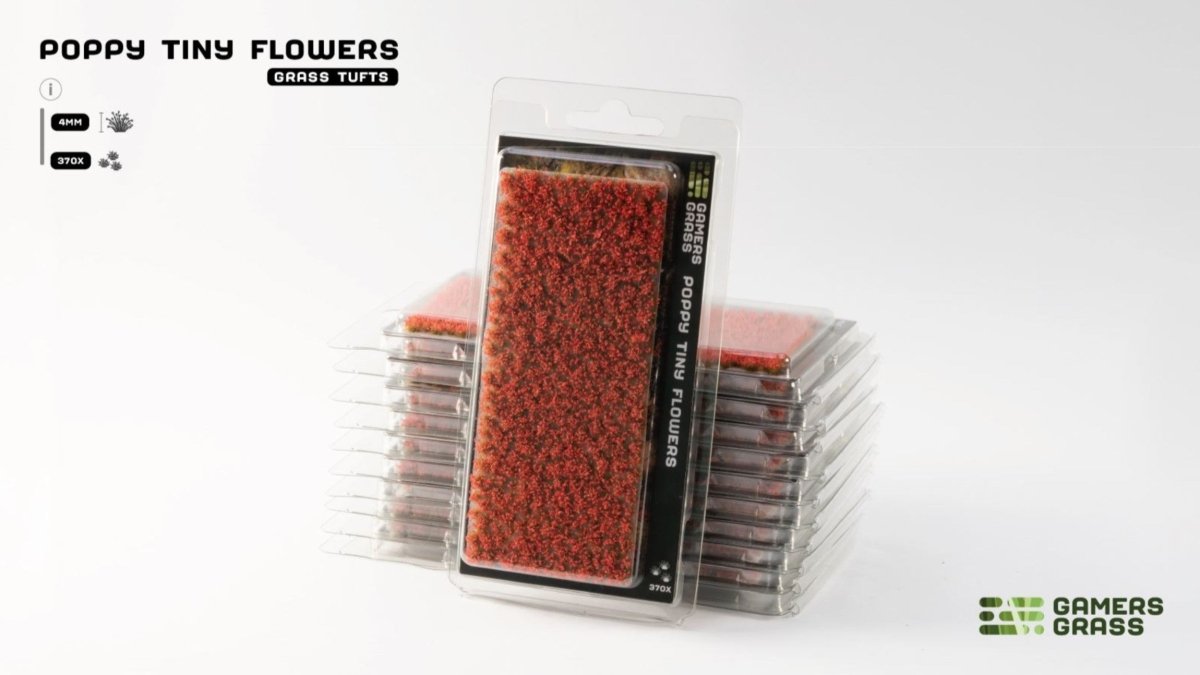 Grass Tufts - Poppy Tiny Flowers - Gamers Grass - 370x Self Adhesives - Gootzy Gaming