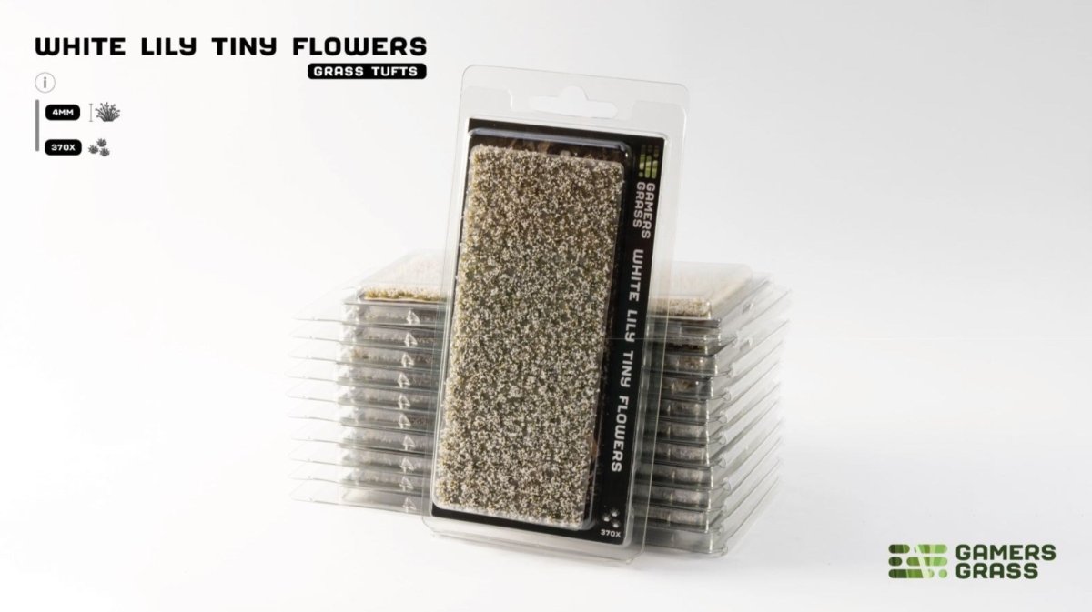 Grass Tufts - White Lily Tiny Flowers - Gamers Grass - 370x Self Adhesives - Gootzy Gaming