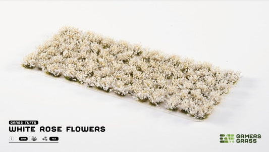 Grass Tufts - White Rose Flowers - Gamers Grass - 75x Self Adhesives - Gootzy Gaming