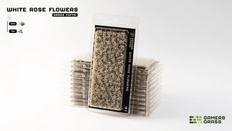 Grass Tufts - White Rose Flowers - Gamers Grass - 75x Self Adhesives - Gootzy Gaming