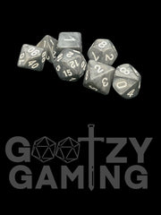 Gray Metallic Shimmer - Plastic Standard 7 Dice Set - D&D Dice - Gootzy Gaming