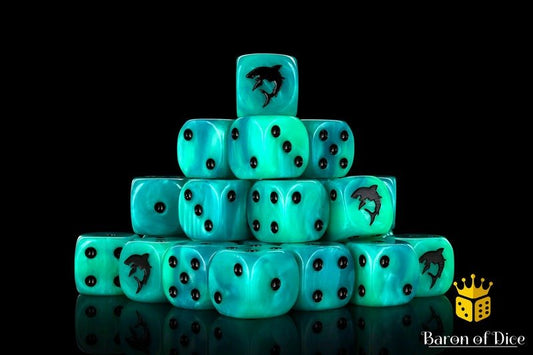 Great White Shark - Hand Crafted Resin 25 Round Corner Dice Set - Gootzy Gaming