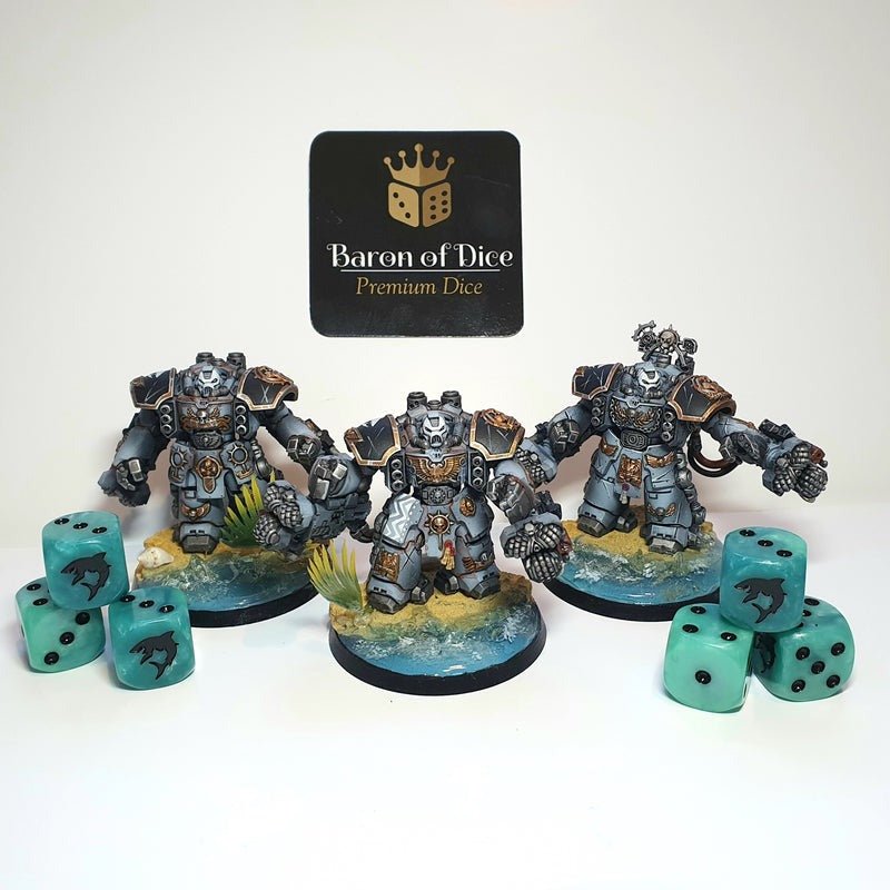 Great White Shark - Hand Crafted Resin 25 Round Corner Dice Set - Gootzy Gaming
