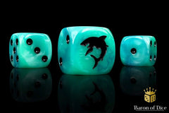 Great White Shark - Hand Crafted Resin 25 Round Corner Dice Set - Gootzy Gaming