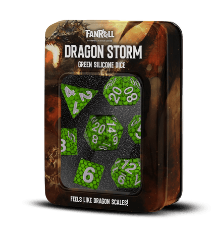 Green Dragon Scales - Dragon Storm Silicone Standard 7 Dice Set - D&D Dice - Gootzy Gaming