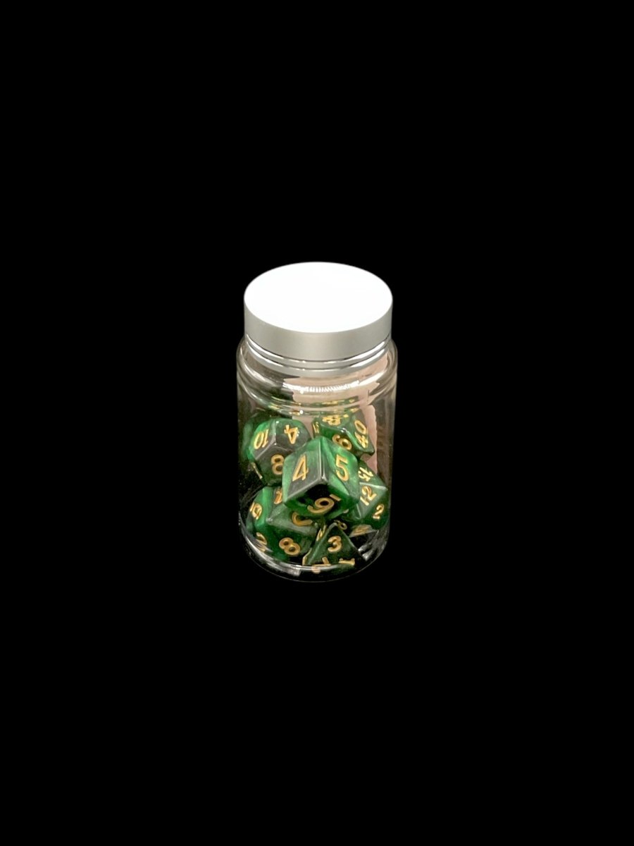Green Galaxy - Plastic Standard 7 Dice Set - D&D Dice - Gootzy Gaming