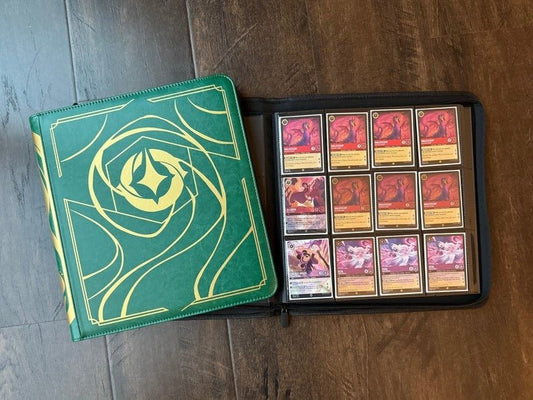 Green Lorcana Lore Book Zippered TCG Storage Binder - 12 Pocket Side Loading 480 Card Capacity - Gootzy Gaming