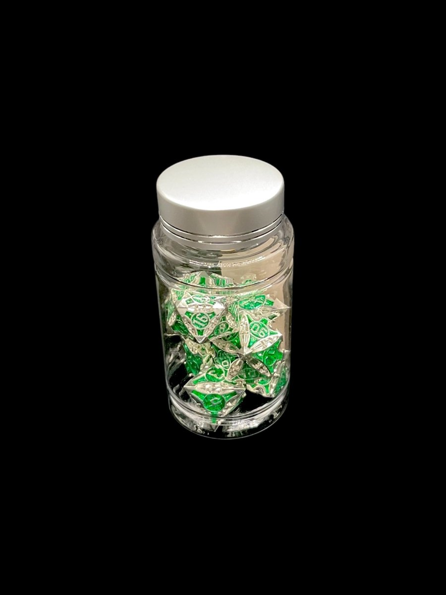 Green Machinations - Metal 7 Dice Set - D&D Dice - Gootzy Gaming