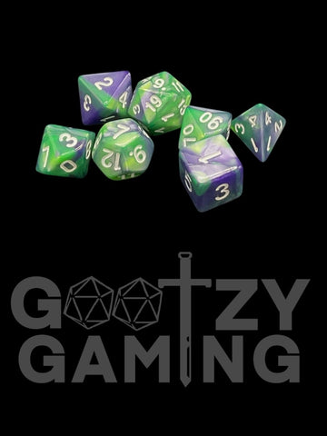 Green Magic - Plastic Standard 7 Dice Set - D&D Dice - Gootzy Gaming