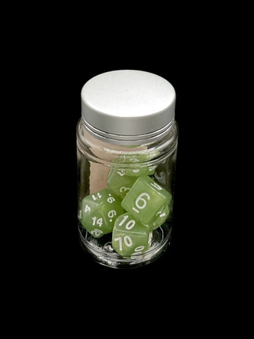Green Sparkle - Plastic Standard 7 Dice Set - D&D Dice - Gootzy Gaming