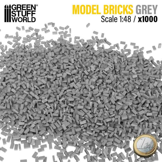 Grey Model Bricks - Small Ceramic Decorations - Green Stuff World - 1,000 Bricks - Gootzy Gaming