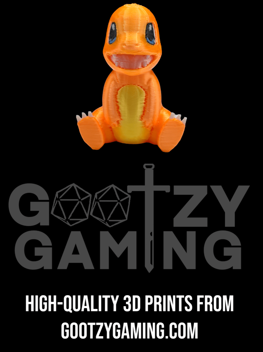 Happy Fire Dino - Plastic Poke Figurine - 2 Inch Tall 3D Printed Color Plastic Print - Gootzy Gaming