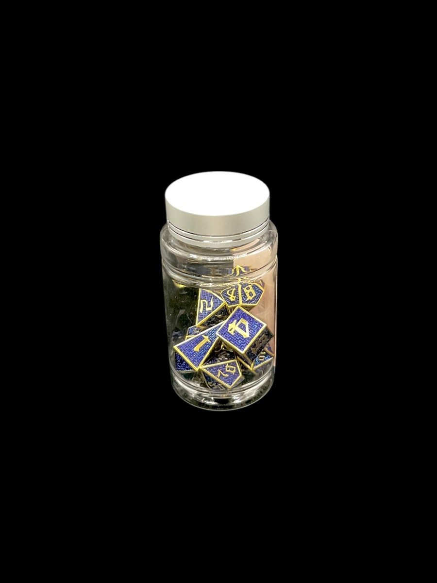 High Class Gilded Blue - Metal 7 Dice Set - D&D Dice - Gootzy Gaming