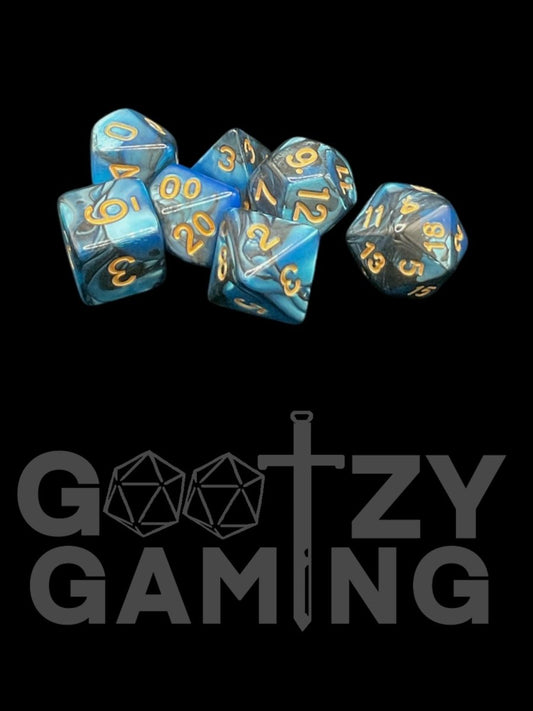 Hollidaysburg Blue - Plastic Standard 7 Dice Set - D&D Dice - Gootzy Gaming