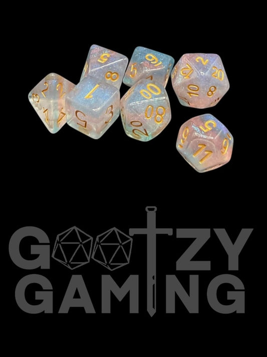 Holy Sparkle - Plastic Standard 7 Dice Set - D&D Dice - Gootzy Gaming