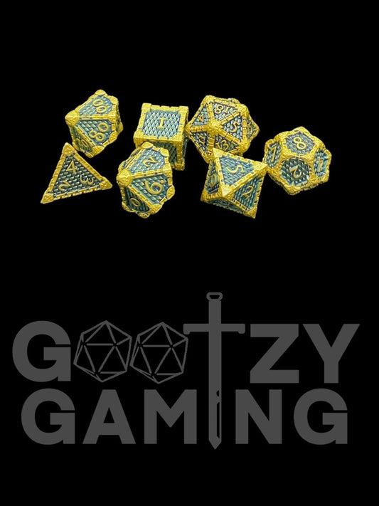 Hunter Dragonscale - Metal 7 Dice Set - D&D Dice - Gootzy Gaming