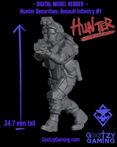 Hunter Securities: Assault Trooper 1 - Arsenal Official Miniature - SkullForge Studios - Gootzy Gaming