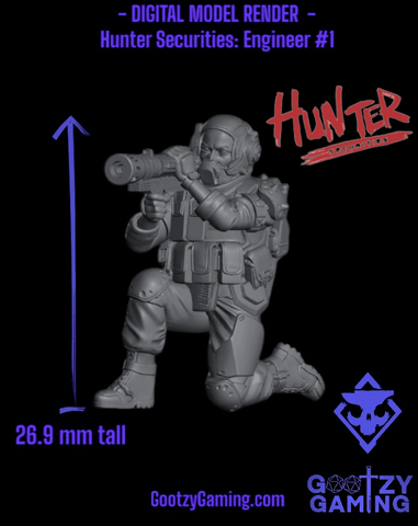 Hunter Securities: Engineer / Heavy Weapons 1 - Arsenal Official Miniature - Skull Forge Studios - Gootzy Gaming