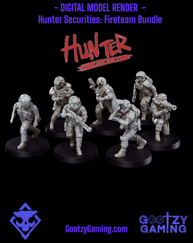 Hunter Securities: Fireteam 1 - 7 Miniature Bundle - Arsenal Official Miniature - Skull Forge Studios - Gootzy Gaming