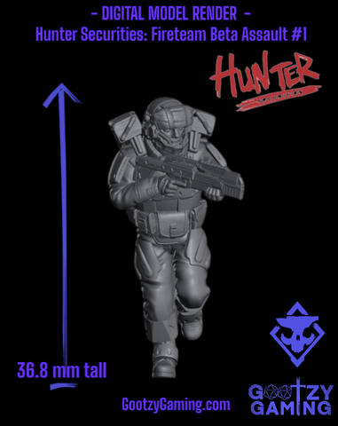 Hunter Securities: Fireteam Beta Assault Trooper 1 - Arsenal Official Miniature - SkullForge Studios - Gootzy Gaming
