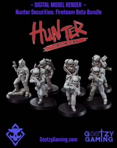 Hunter Securities: Fireteam Beta Bundle - 7 Miniature Bundle - Arsenal Official Miniature - Skull Forge Studios - Gootzy Gaming