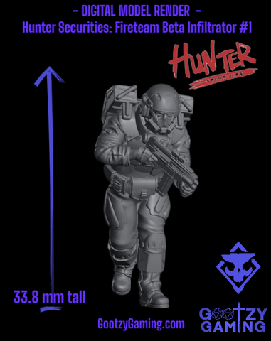 Hunter Securities: Fireteam Beta Infiltrator 1 - Arsenal Official Miniature - Skull Forge Studios - Gootzy Gaming
